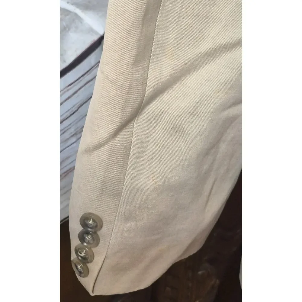 Banana Republic Modern Blazer Tan/Beige Mens 38S Linen & Cotton Blend 3 Buttons